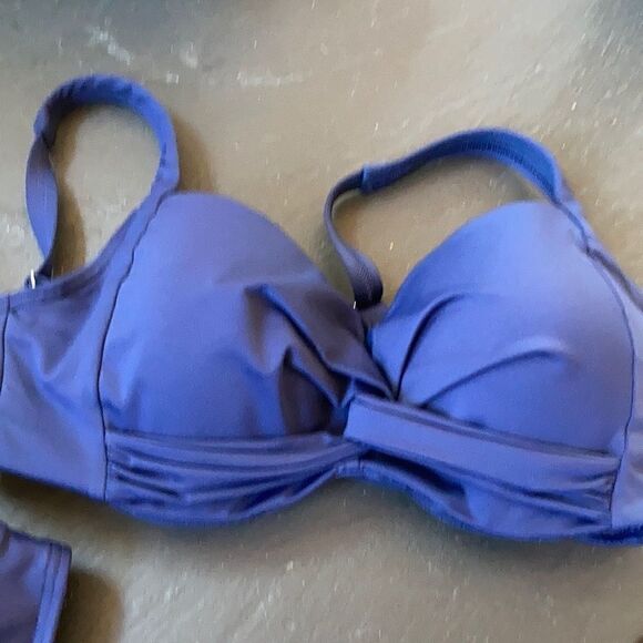 Land’s End Retro bikini top adjustable straps underwire  navy or black D cup Var - Picture 6 of 9